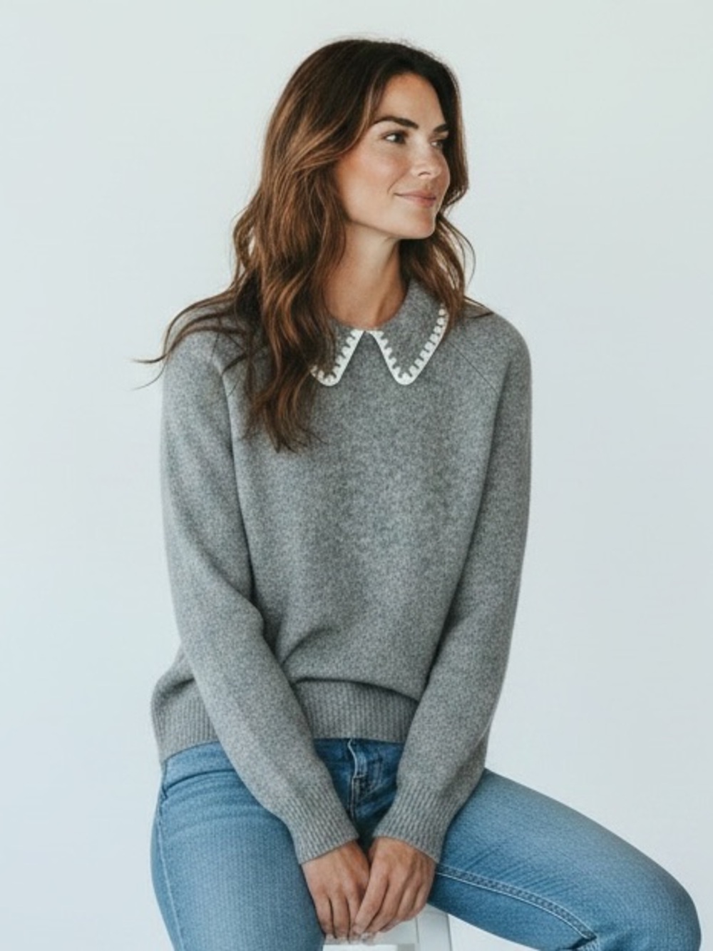 Bailey 44 Gray Embroidered Sweater